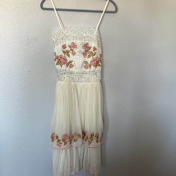 NWT Chasing Unicorns So Many Skies Silk/Cotton + Lace Midi Dress Sz XS 🌸 - Picture 7 of 13